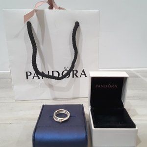 Pandora Rising Star Sterling Silver Diamond Set 14k Size 5 (190243D)